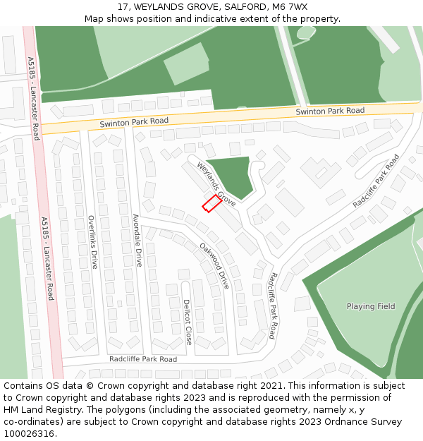 17, WEYLANDS GROVE, SALFORD, M6 7WX: Location map and indicative extent of plot
