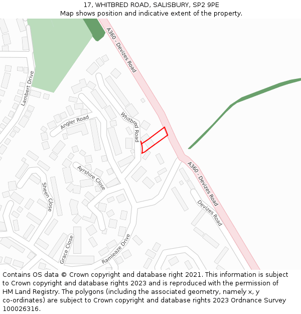17, WHITBRED ROAD, SALISBURY, SP2 9PE: Location map and indicative extent of plot