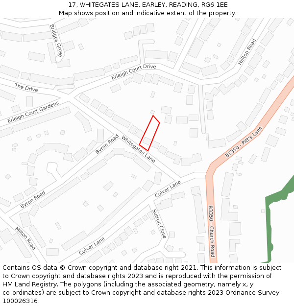 17, WHITEGATES LANE, EARLEY, READING, RG6 1EE: Location map and indicative extent of plot