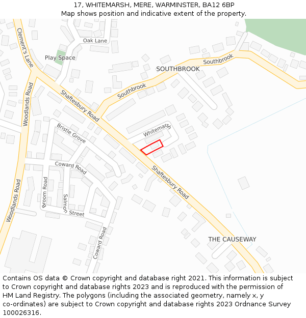 17, WHITEMARSH, MERE, WARMINSTER, BA12 6BP: Location map and indicative extent of plot
