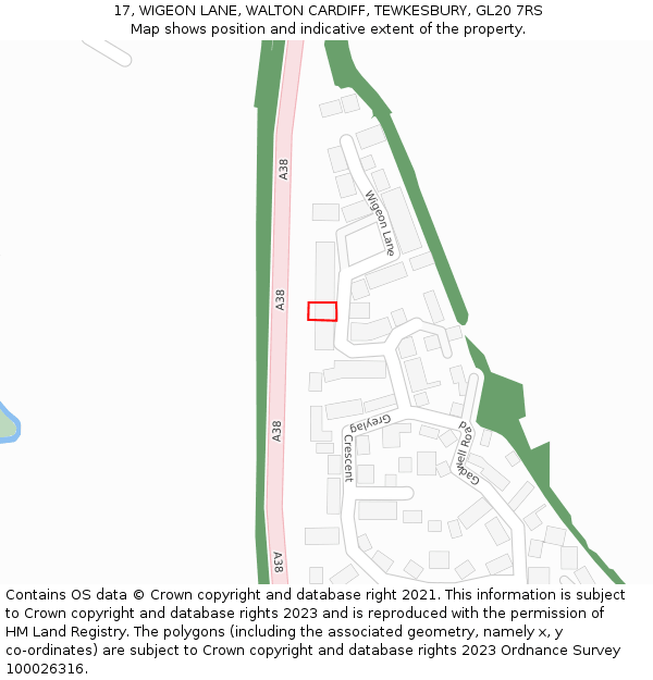 17, WIGEON LANE, WALTON CARDIFF, TEWKESBURY, GL20 7RS: Location map and indicative extent of plot