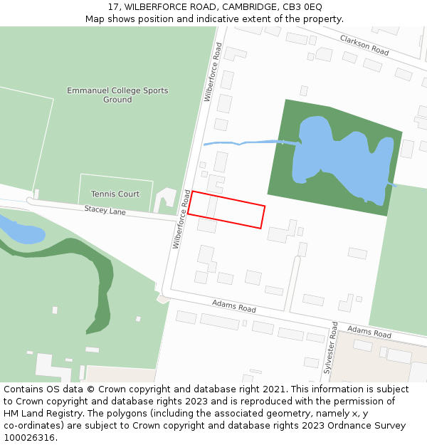 17, WILBERFORCE ROAD, CAMBRIDGE, CB3 0EQ: Location map and indicative extent of plot