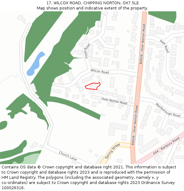 17, WILCOX ROAD, CHIPPING NORTON, OX7 5LE: Location map and indicative extent of plot