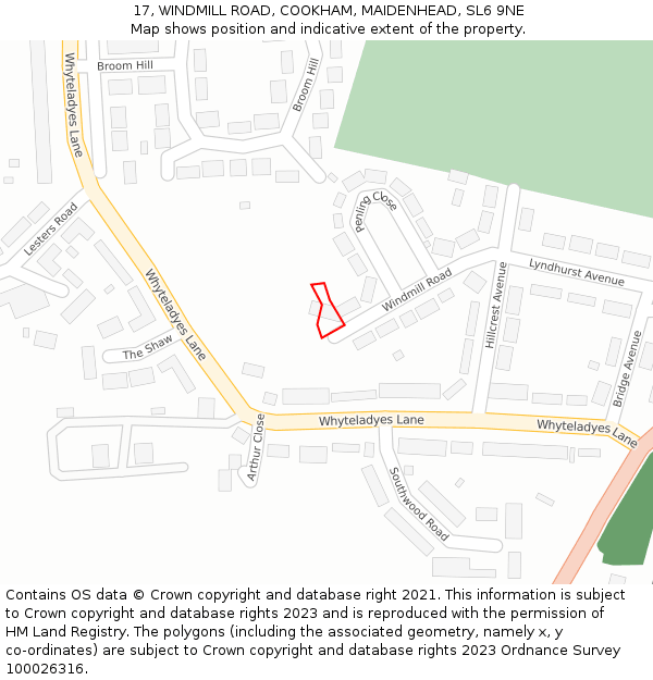 17, WINDMILL ROAD, COOKHAM, MAIDENHEAD, SL6 9NE: Location map and indicative extent of plot