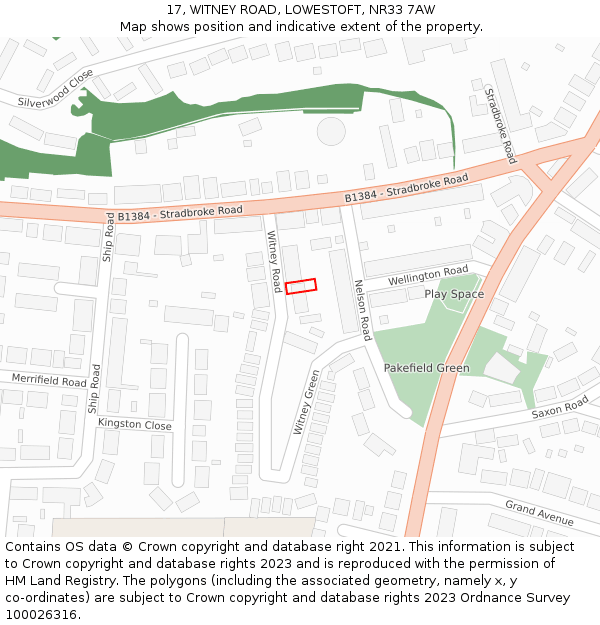 17, WITNEY ROAD, LOWESTOFT, NR33 7AW: Location map and indicative extent of plot