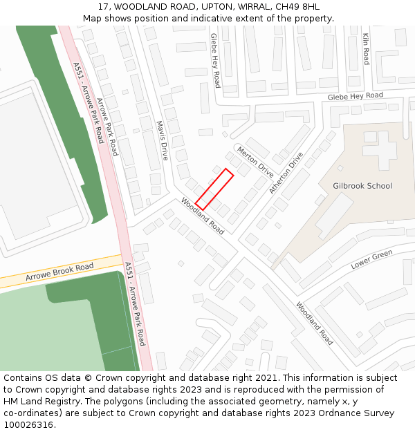 17, WOODLAND ROAD, UPTON, WIRRAL, CH49 8HL: Location map and indicative extent of plot