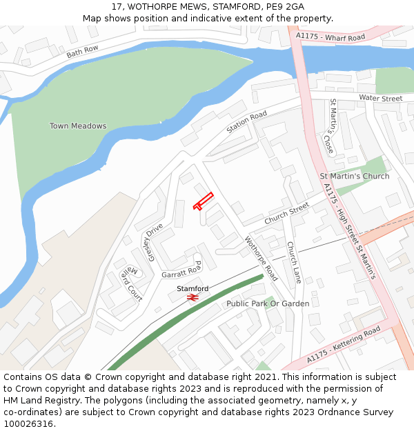 17, WOTHORPE MEWS, STAMFORD, PE9 2GA: Location map and indicative extent of plot