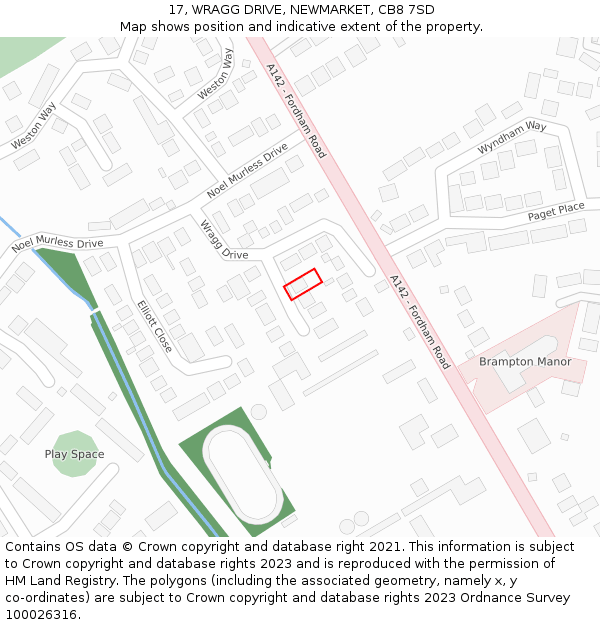 17, WRAGG DRIVE, NEWMARKET, CB8 7SD: Location map and indicative extent of plot