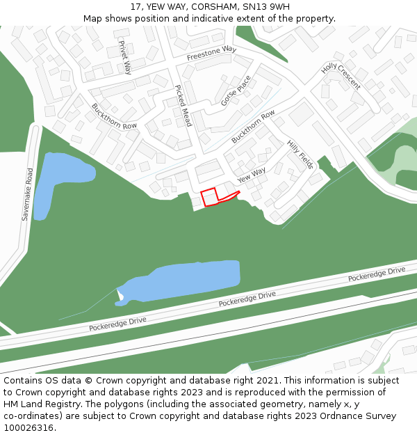 17, YEW WAY, CORSHAM, SN13 9WH: Location map and indicative extent of plot