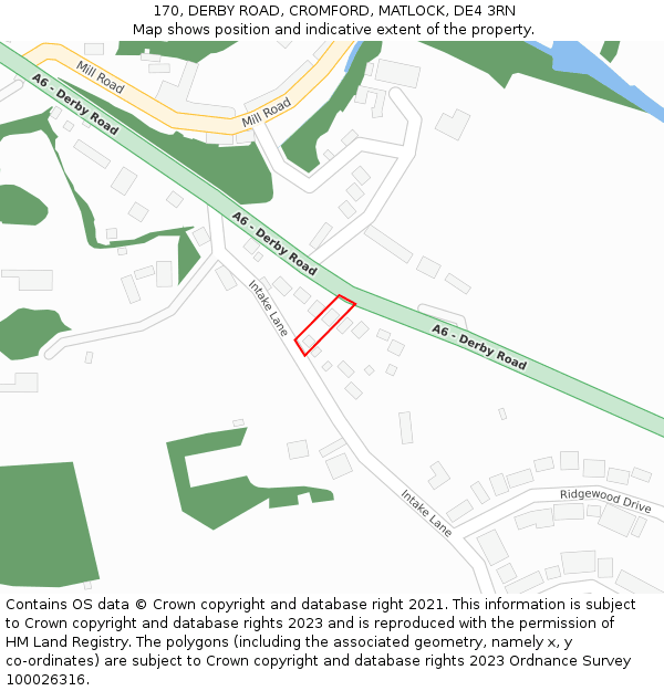 170, DERBY ROAD, CROMFORD, MATLOCK, DE4 3RN: Location map and indicative extent of plot