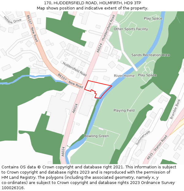 170, HUDDERSFIELD ROAD, HOLMFIRTH, HD9 3TP: Location map and indicative extent of plot