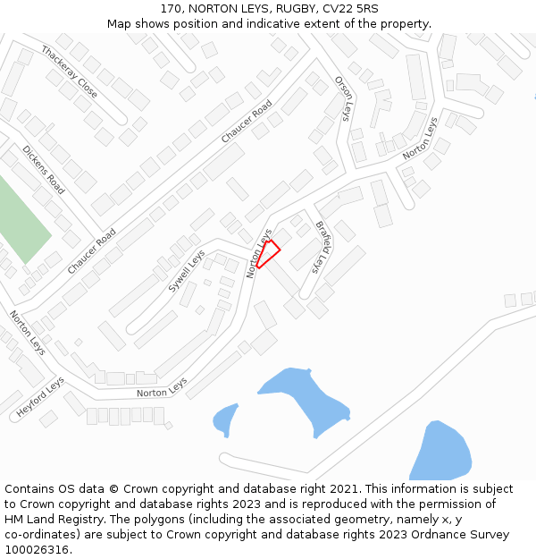 170, NORTON LEYS, RUGBY, CV22 5RS: Location map and indicative extent of plot