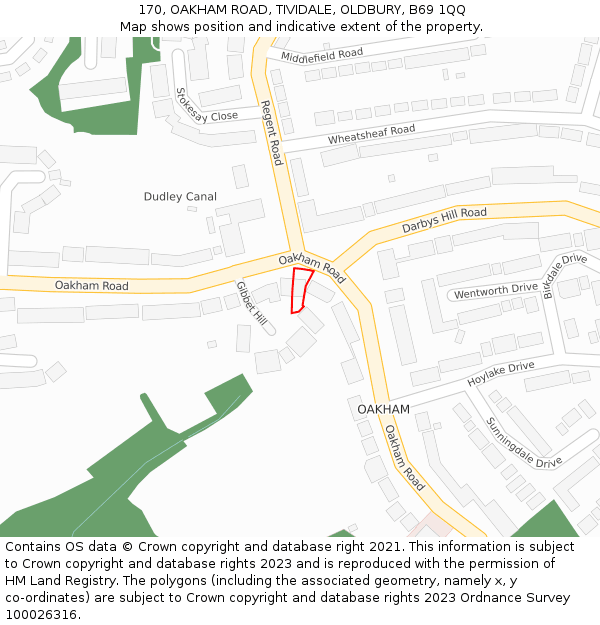 170, OAKHAM ROAD, TIVIDALE, OLDBURY, B69 1QQ: Location map and indicative extent of plot