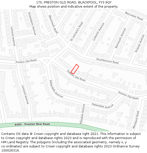 170, PRESTON OLD ROAD, BLACKPOOL, FY3 9QY: Location map and indicative extent of plot