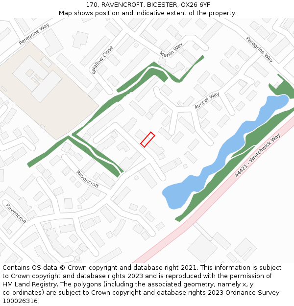 170, RAVENCROFT, BICESTER, OX26 6YF: Location map and indicative extent of plot