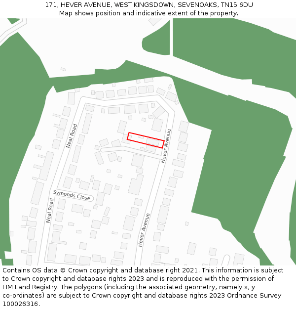 171, HEVER AVENUE, WEST KINGSDOWN, SEVENOAKS, TN15 6DU: Location map and indicative extent of plot