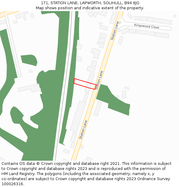 171, STATION LANE, LAPWORTH, SOLIHULL, B94 6JG: Location map and indicative extent of plot