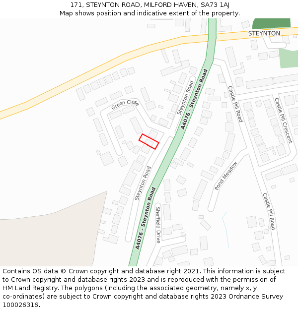 171, STEYNTON ROAD, MILFORD HAVEN, SA73 1AJ: Location map and indicative extent of plot