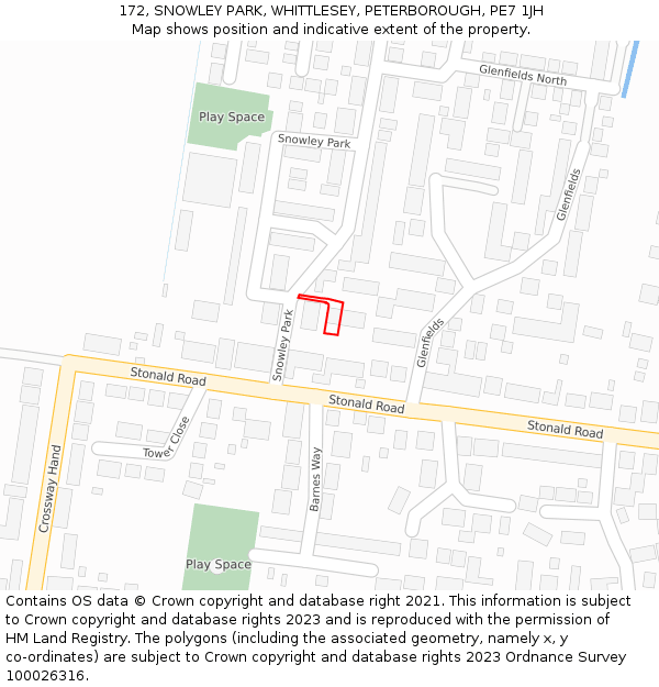 172, SNOWLEY PARK, WHITTLESEY, PETERBOROUGH, PE7 1JH: Location map and indicative extent of plot