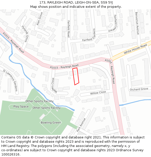 173, RAYLEIGH ROAD, LEIGH-ON-SEA, SS9 5YJ: Location map and indicative extent of plot