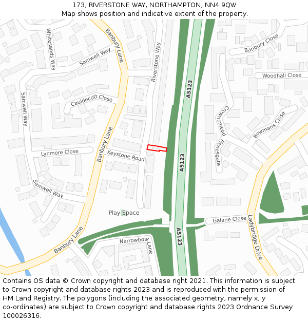 173, RIVERSTONE WAY, NORTHAMPTON, NN4 9QW: Location map and indicative extent of plot