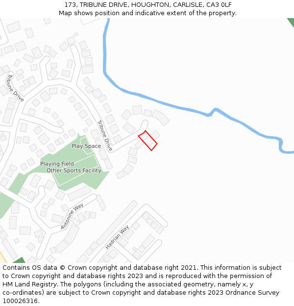 173, TRIBUNE DRIVE, HOUGHTON, CARLISLE, CA3 0LF: Location map and indicative extent of plot
