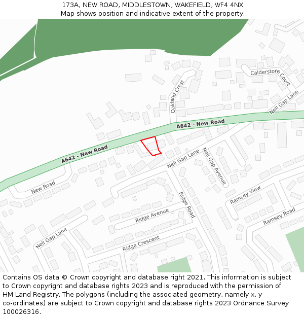 173A, NEW ROAD, MIDDLESTOWN, WAKEFIELD, WF4 4NX: Location map and indicative extent of plot