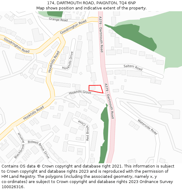 174, DARTMOUTH ROAD, PAIGNTON, TQ4 6NP: Location map and indicative extent of plot