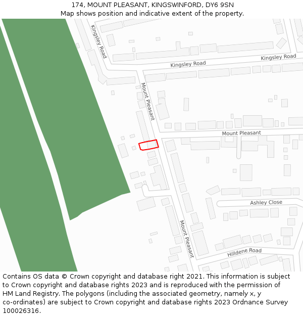 174, MOUNT PLEASANT, KINGSWINFORD, DY6 9SN: Location map and indicative extent of plot