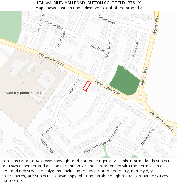 174, WALMLEY ASH ROAD, SUTTON COLDFIELD, B76 1XJ: Location map and indicative extent of plot