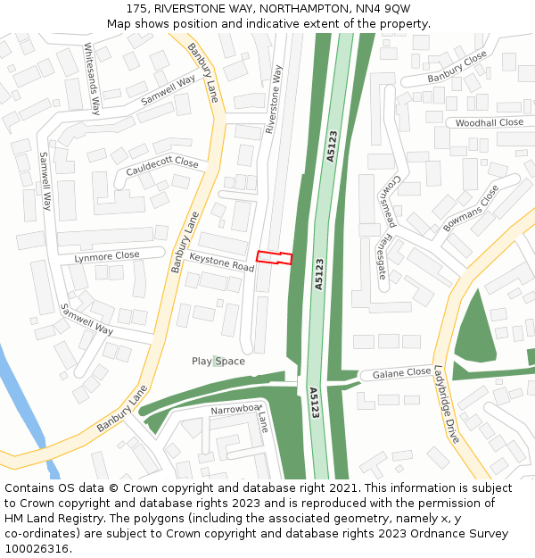 175, RIVERSTONE WAY, NORTHAMPTON, NN4 9QW: Location map and indicative extent of plot