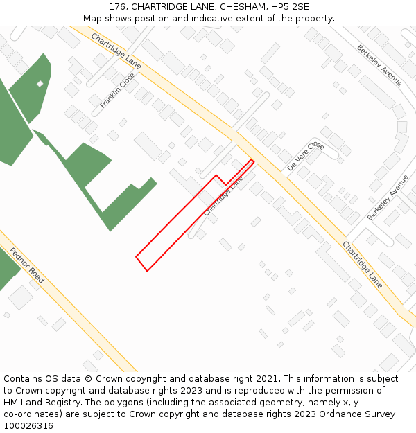 176, CHARTRIDGE LANE, CHESHAM, HP5 2SE: Location map and indicative extent of plot