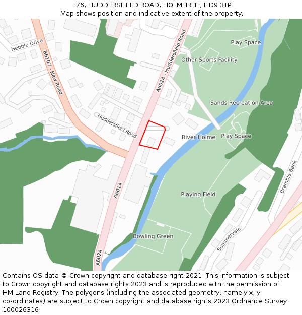 176, HUDDERSFIELD ROAD, HOLMFIRTH, HD9 3TP: Location map and indicative extent of plot