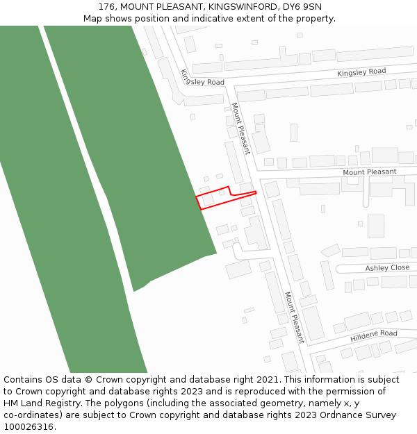 176, MOUNT PLEASANT, KINGSWINFORD, DY6 9SN: Location map and indicative extent of plot