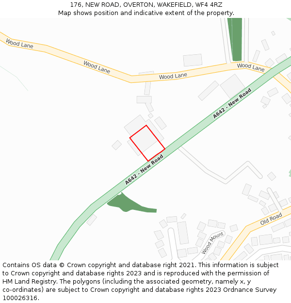 176, NEW ROAD, OVERTON, WAKEFIELD, WF4 4RZ: Location map and indicative extent of plot