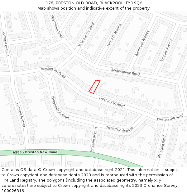176, PRESTON OLD ROAD, BLACKPOOL, FY3 9QY: Location map and indicative extent of plot
