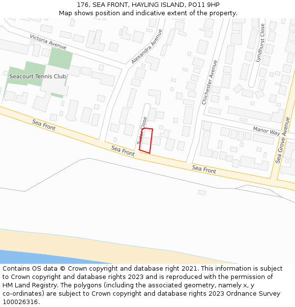 176, SEA FRONT, HAYLING ISLAND, PO11 9HP: Location map and indicative extent of plot