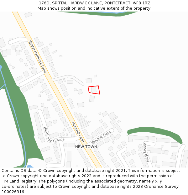 176D, SPITTAL HARDWICK LANE, PONTEFRACT, WF8 1RZ: Location map and indicative extent of plot