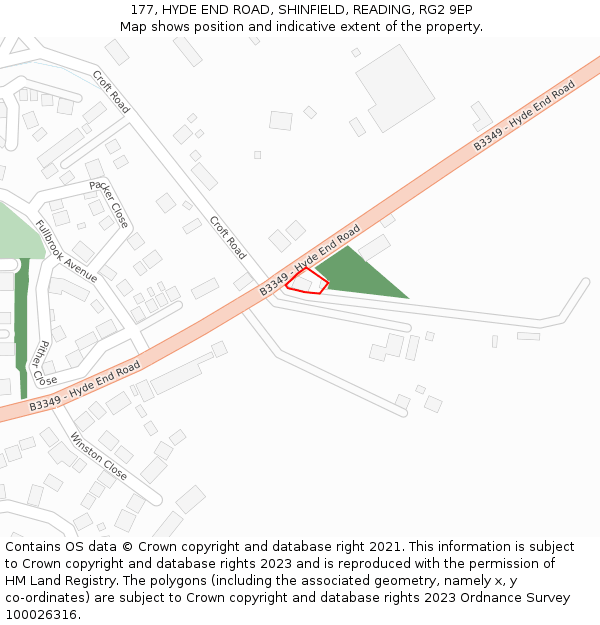 177, HYDE END ROAD, SHINFIELD, READING, RG2 9EP: Location map and indicative extent of plot