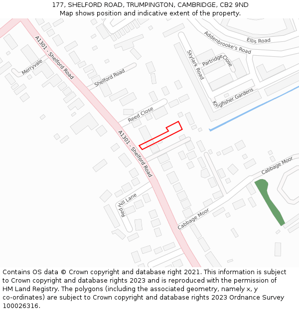177, SHELFORD ROAD, TRUMPINGTON, CAMBRIDGE, CB2 9ND: Location map and indicative extent of plot