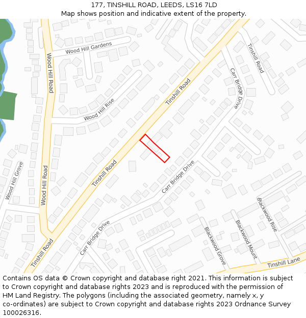 177, TINSHILL ROAD, LEEDS, LS16 7LD: Location map and indicative extent of plot