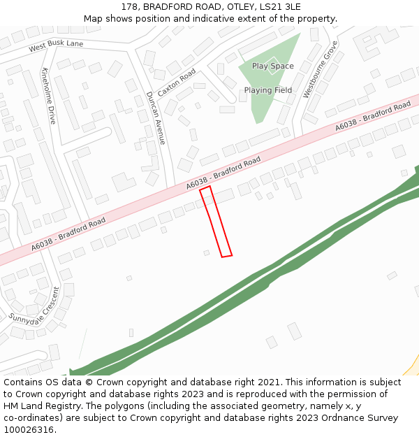 178, BRADFORD ROAD, OTLEY, LS21 3LE: Location map and indicative extent of plot