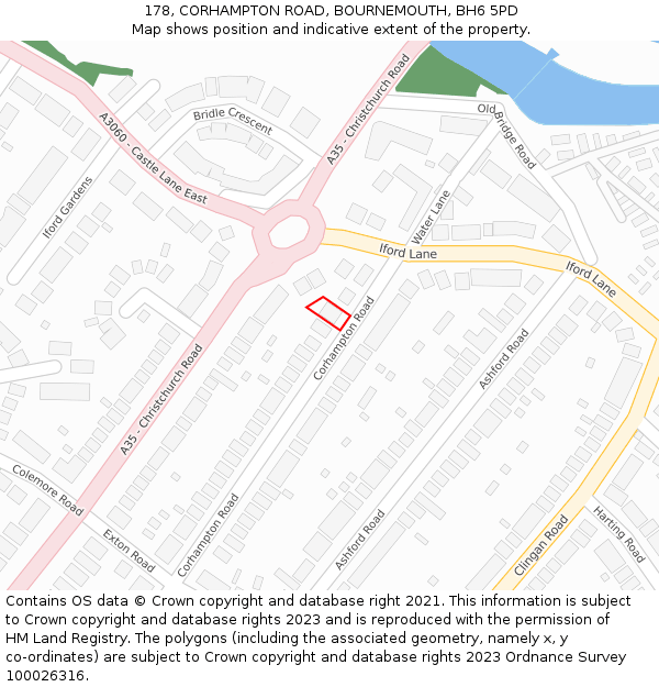178, CORHAMPTON ROAD, BOURNEMOUTH, BH6 5PD: Location map and indicative extent of plot