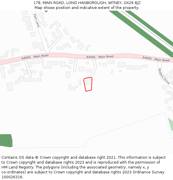 178, MAIN ROAD, LONG HANBOROUGH, WITNEY, OX29 8JZ: Location map and indicative extent of plot