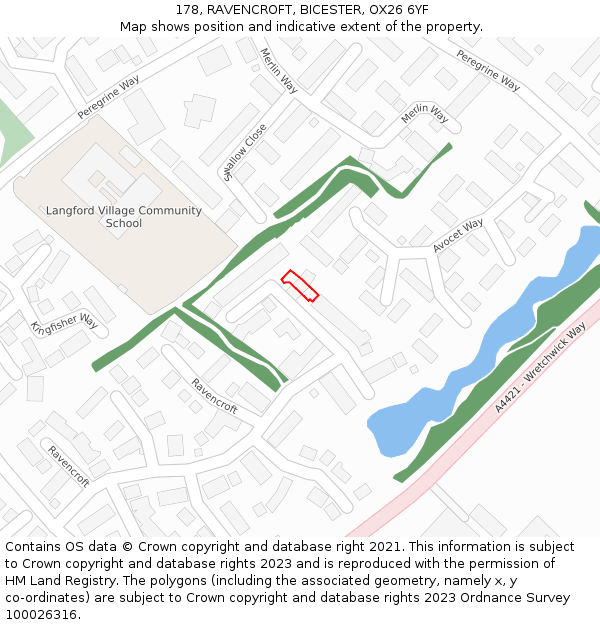 178, RAVENCROFT, BICESTER, OX26 6YF: Location map and indicative extent of plot