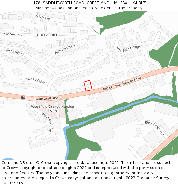 178, SADDLEWORTH ROAD, GREETLAND, HALIFAX, HX4 8LZ: Location map and indicative extent of plot