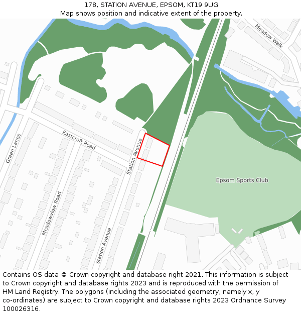 178, STATION AVENUE, EPSOM, KT19 9UG: Location map and indicative extent of plot