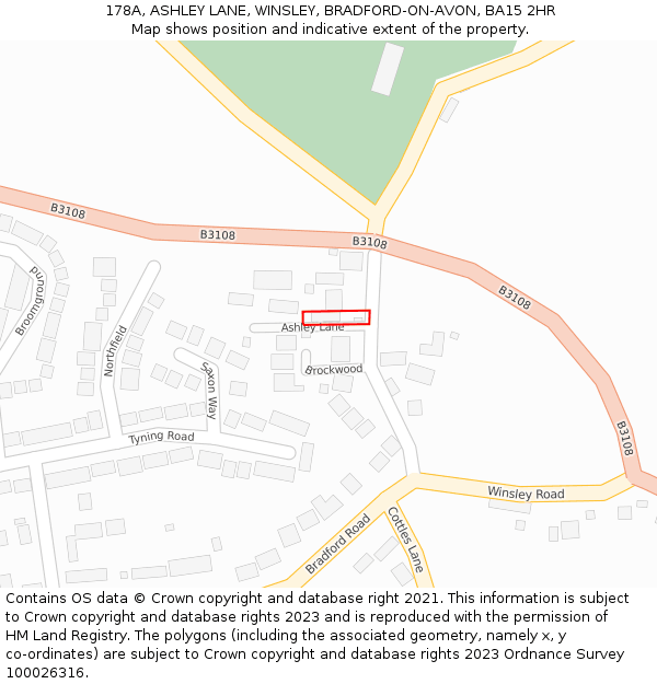 178A, ASHLEY LANE, WINSLEY, BRADFORD-ON-AVON, BA15 2HR: Location map and indicative extent of plot