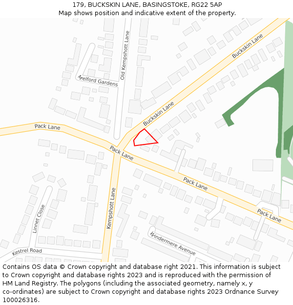 179, BUCKSKIN LANE, BASINGSTOKE, RG22 5AP: Location map and indicative extent of plot