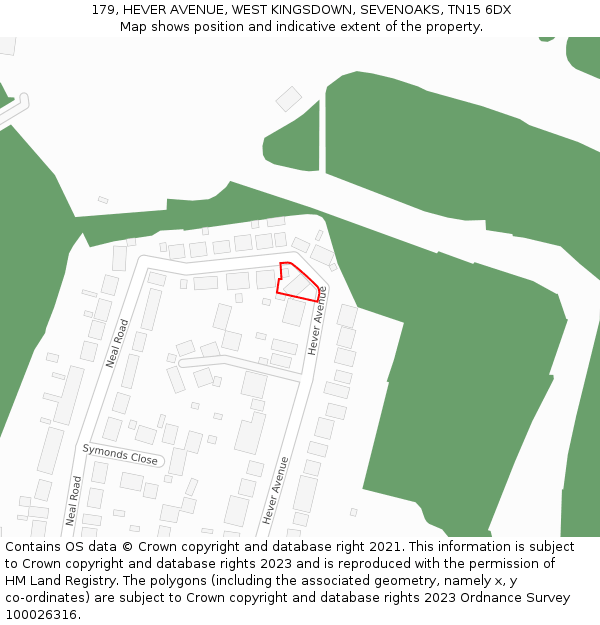 179, HEVER AVENUE, WEST KINGSDOWN, SEVENOAKS, TN15 6DX: Location map and indicative extent of plot